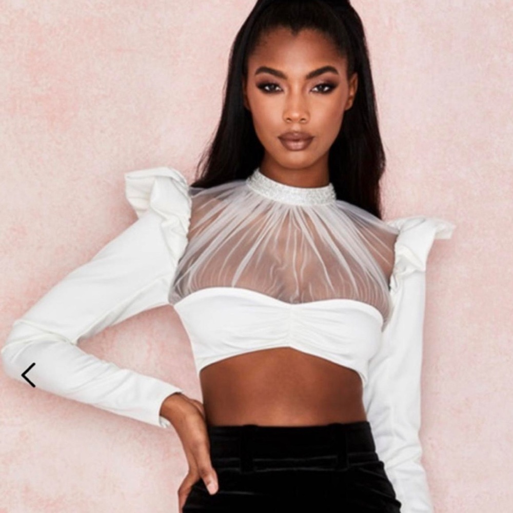 NEW House of CB Mischa Ivory Crystal Top